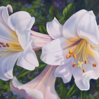 "Heaven Scent", original acrylic on gallery canvas by Judy Leila Schafers, 24" x 42", edges painted, $3100, available
