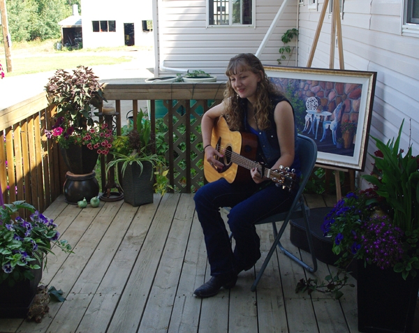 Alison performing on the studio deck.