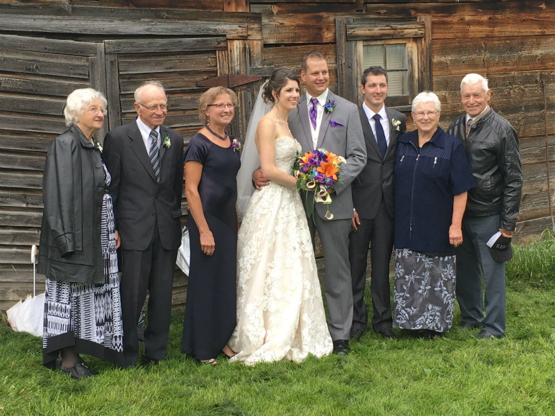 Pictured here is Sabrina's new husband Damien along with Sabrina's mom, Val, Val's parents (Gladys and Erwin Knuth), Sabrina's brother, Justin and Sabrina's Dad's parents ( Marian and Herman Schafers). 