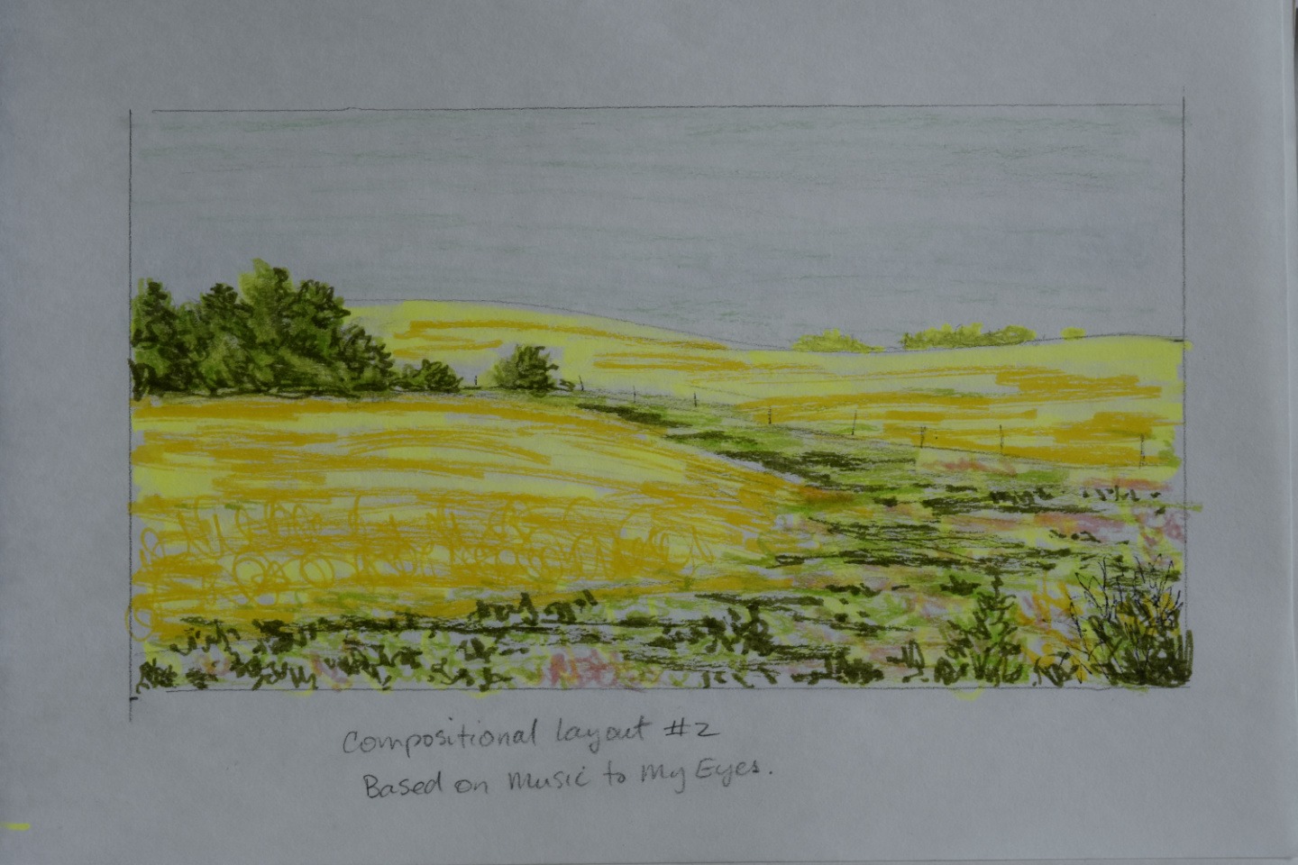 rough sketch or canola and trees